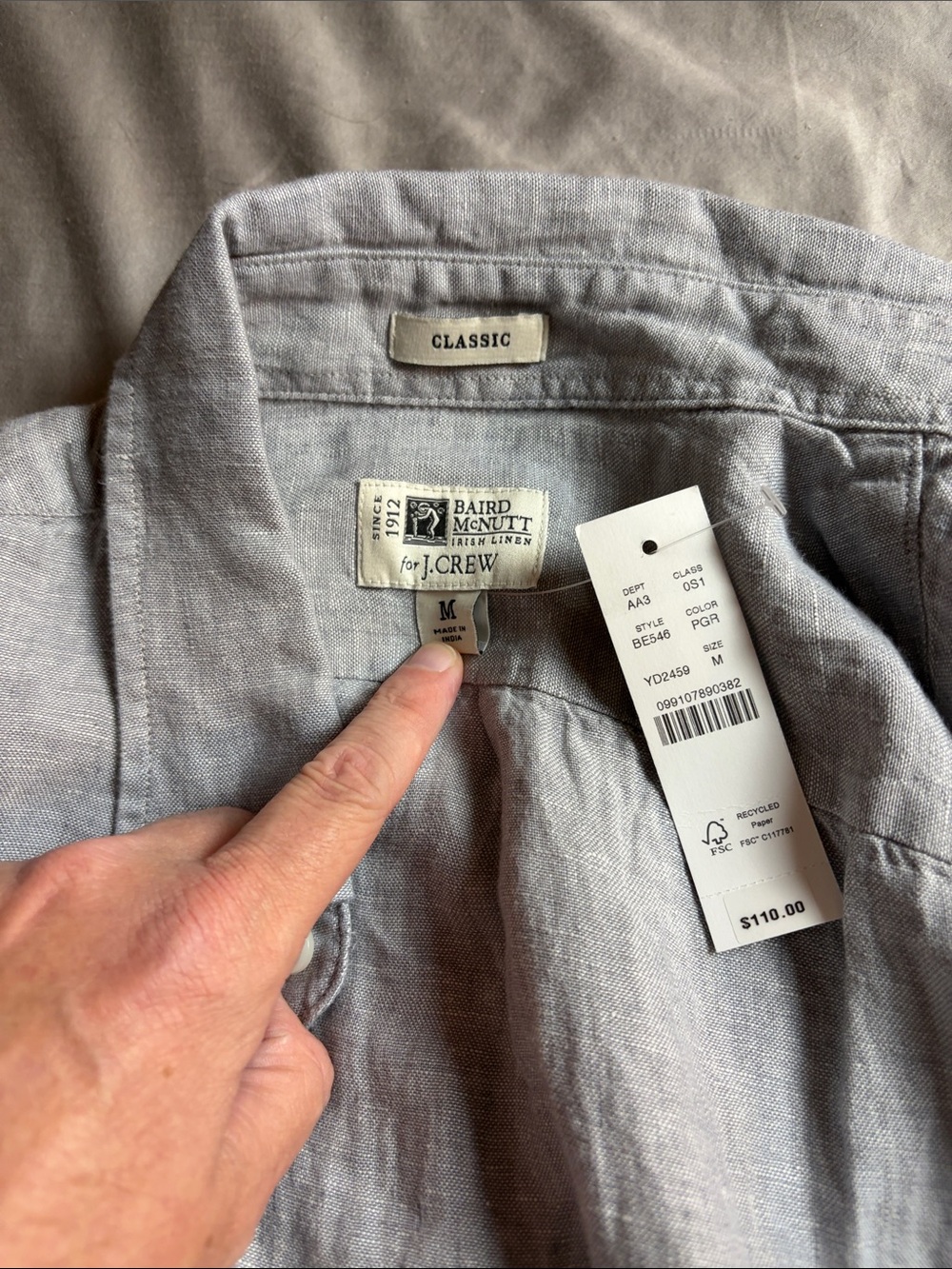 JCrew Irish Linen short sleeve shirt in blue grey. NWT. - Picture 2 of 7